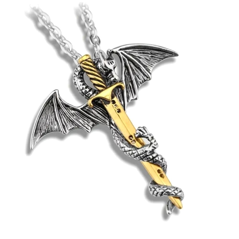 Retro Fashion Rock And Roll Pterosaur Sword Pendant Necklace - Picture 2 of 7